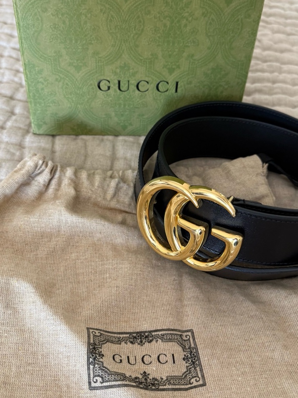 New Authentic Gucci Double G Leather Belt - Picture 5 of 9